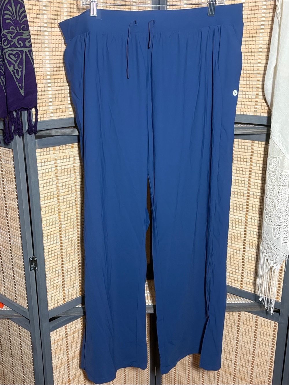 Women's Navy Wide-Leg Drawstring Pants
